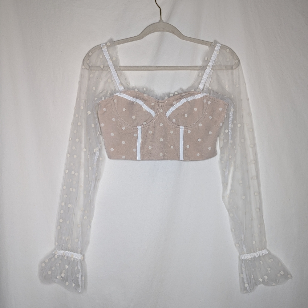 Runaway the Label Hello Molly Chloe Nude Cropped Corset Style Top Size 4